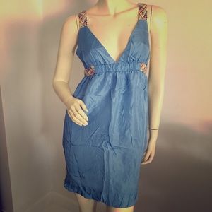 See by Chloé Silk bubble hem dress with deep v-neck and bows on straps